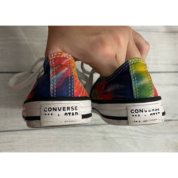 Rainbow Tie Dye Converse All Stars Boy Girl Shoes, Size Youth 2 - Picture 5 of 6